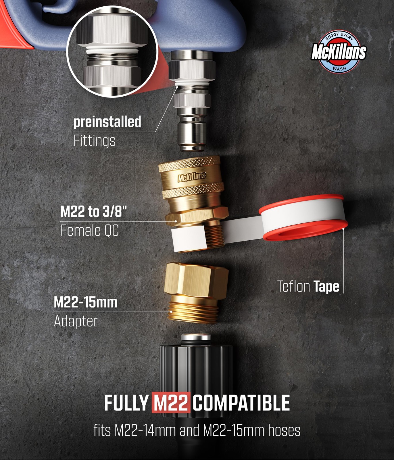 Swivel High Pressure Washer Gun with 3/8″ Plug & 1/4″ Quick Connector