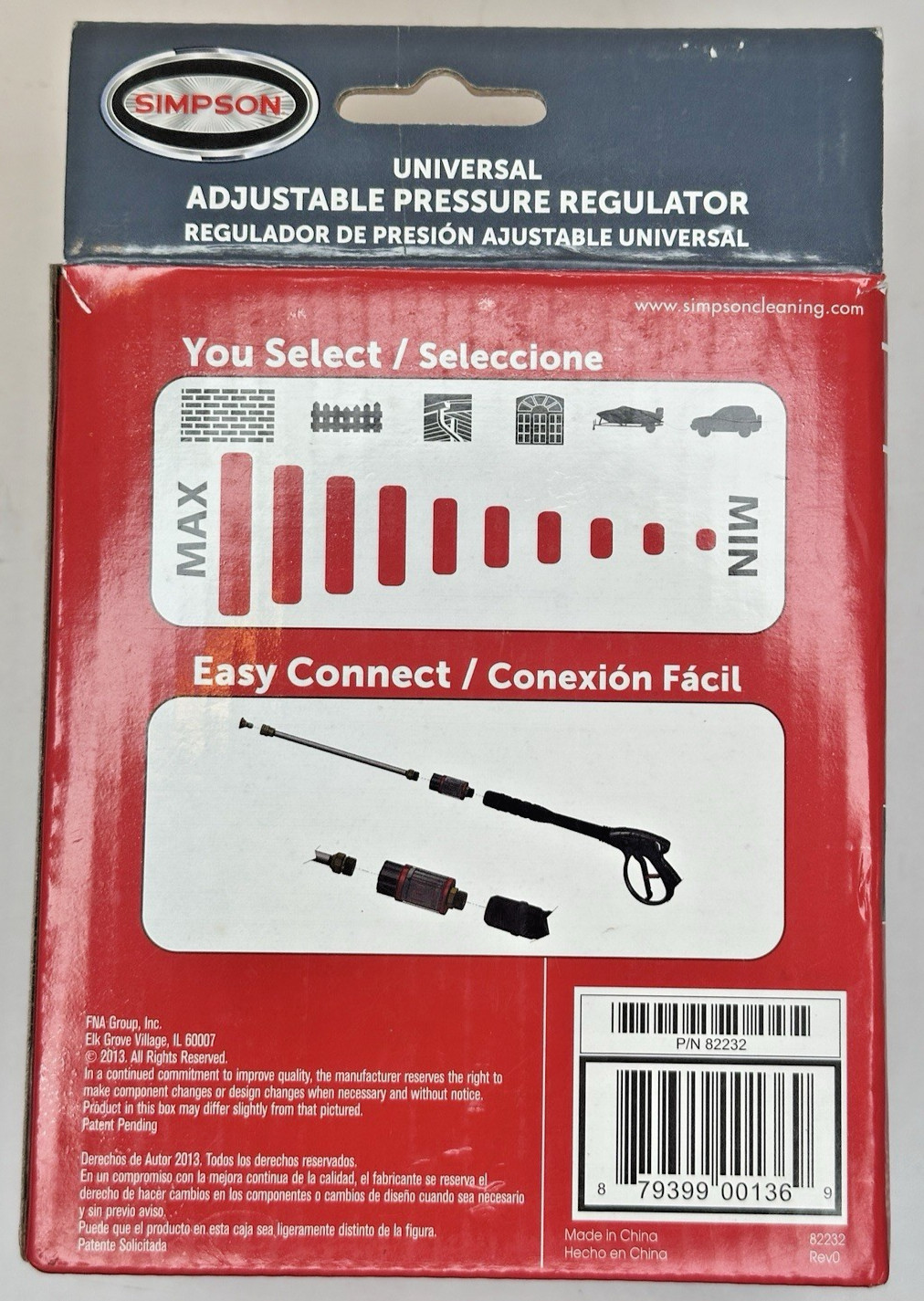 Adjustable Pressure Regulator 1000-4500 PSI MAX Univ Gas Washer Easy Connect