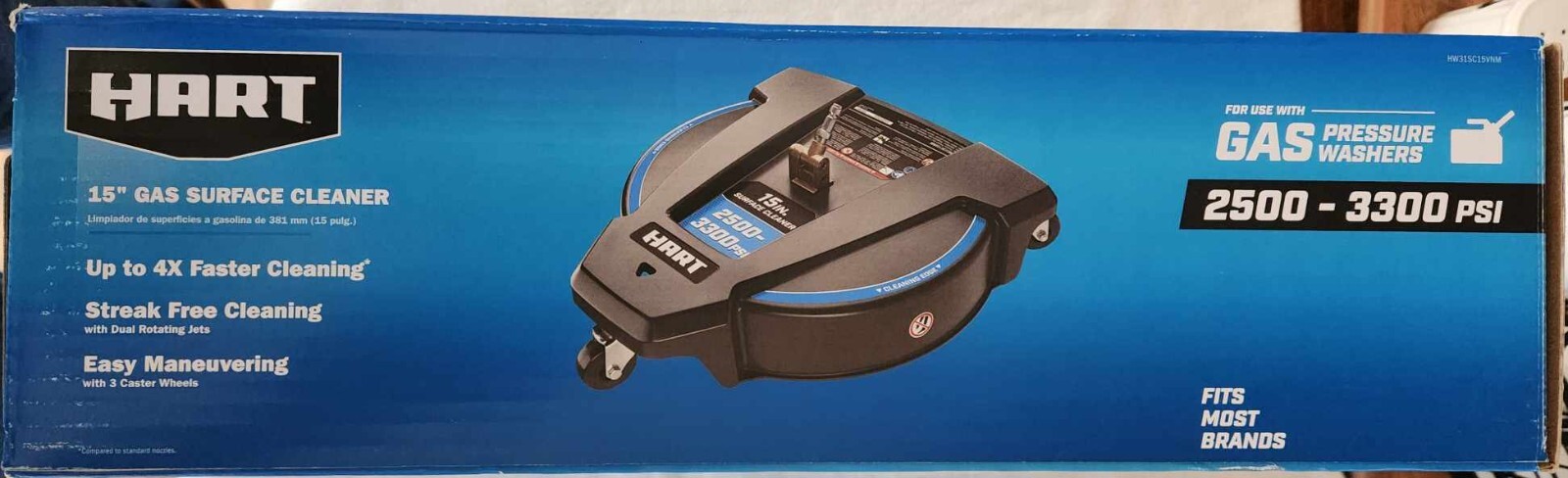 BRAND NEW Hart 15 Inch Gas Surface Cleaner 2500 – 3300 PSI Pressure Washers