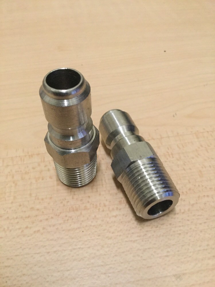 2- Pressure Power Washer Quick Connect Plug 3/8 in MPT x 3/8 in Stainless Steel
