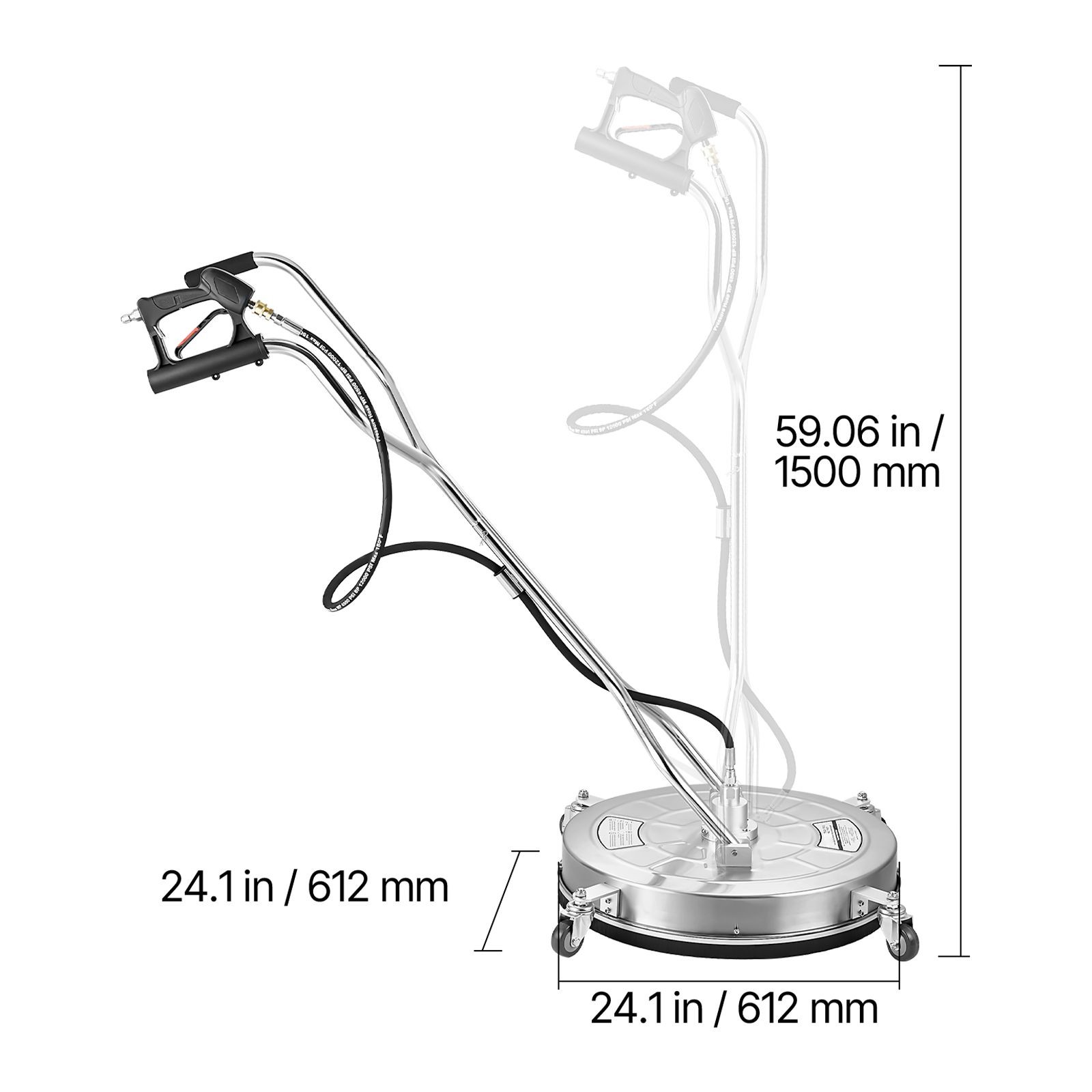 24″ Pressure Washer Surface Cleaner, Stainless Steel Pressure Washer Attachments