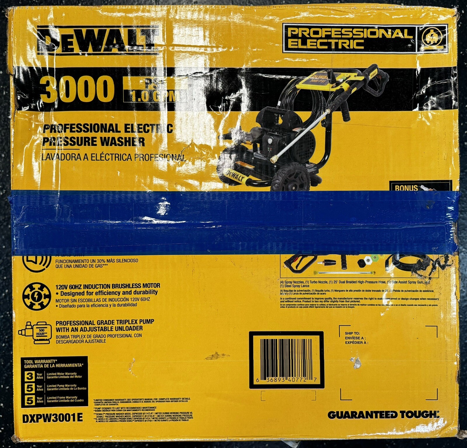 DeWalt 3000PSI 1.0GPM Cold Water Electric Pressure Washer(DXPW3001E)