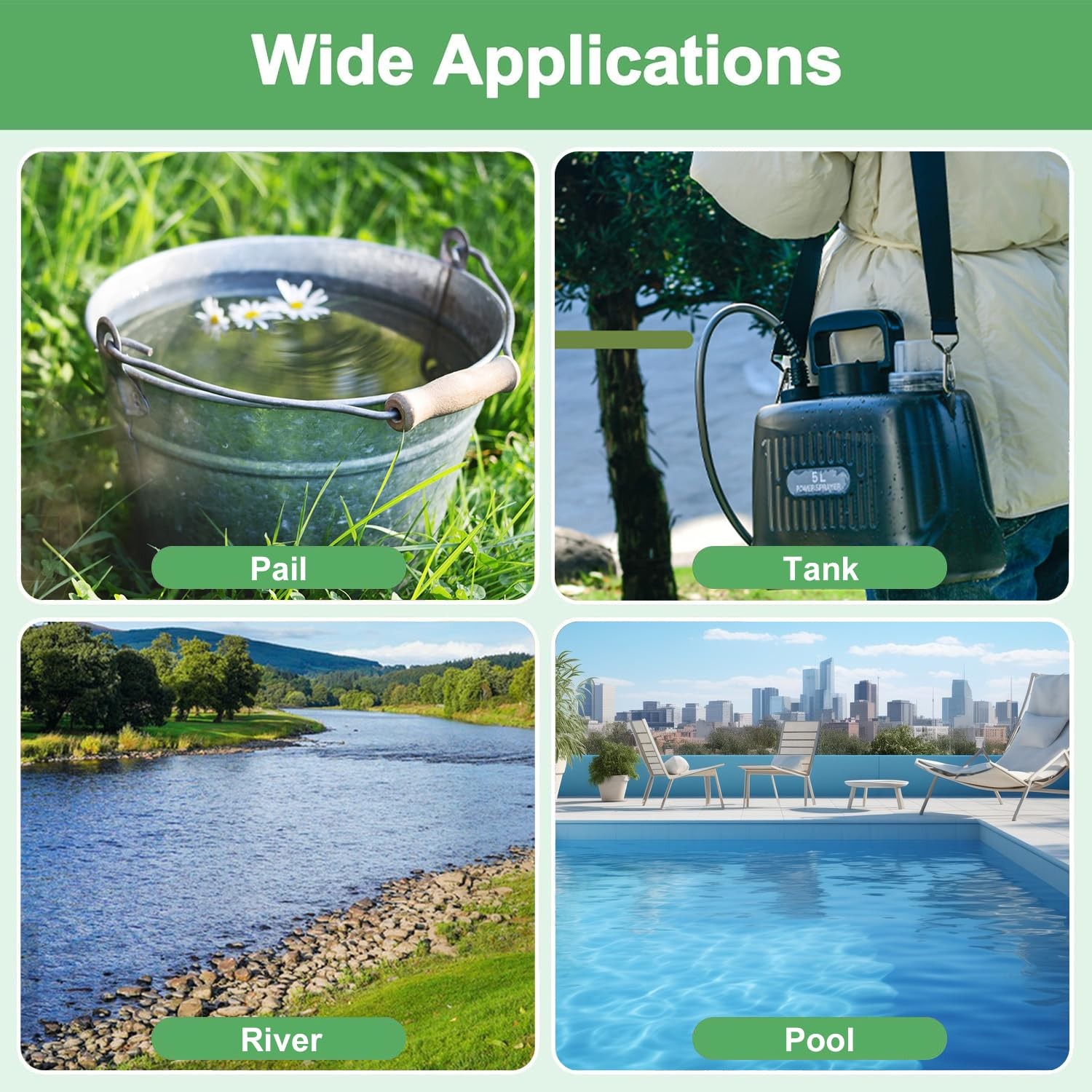 Electric Battery Sprayer Wand 23.6″ with 3 Nozzles, 16.4FT Hose for Garden