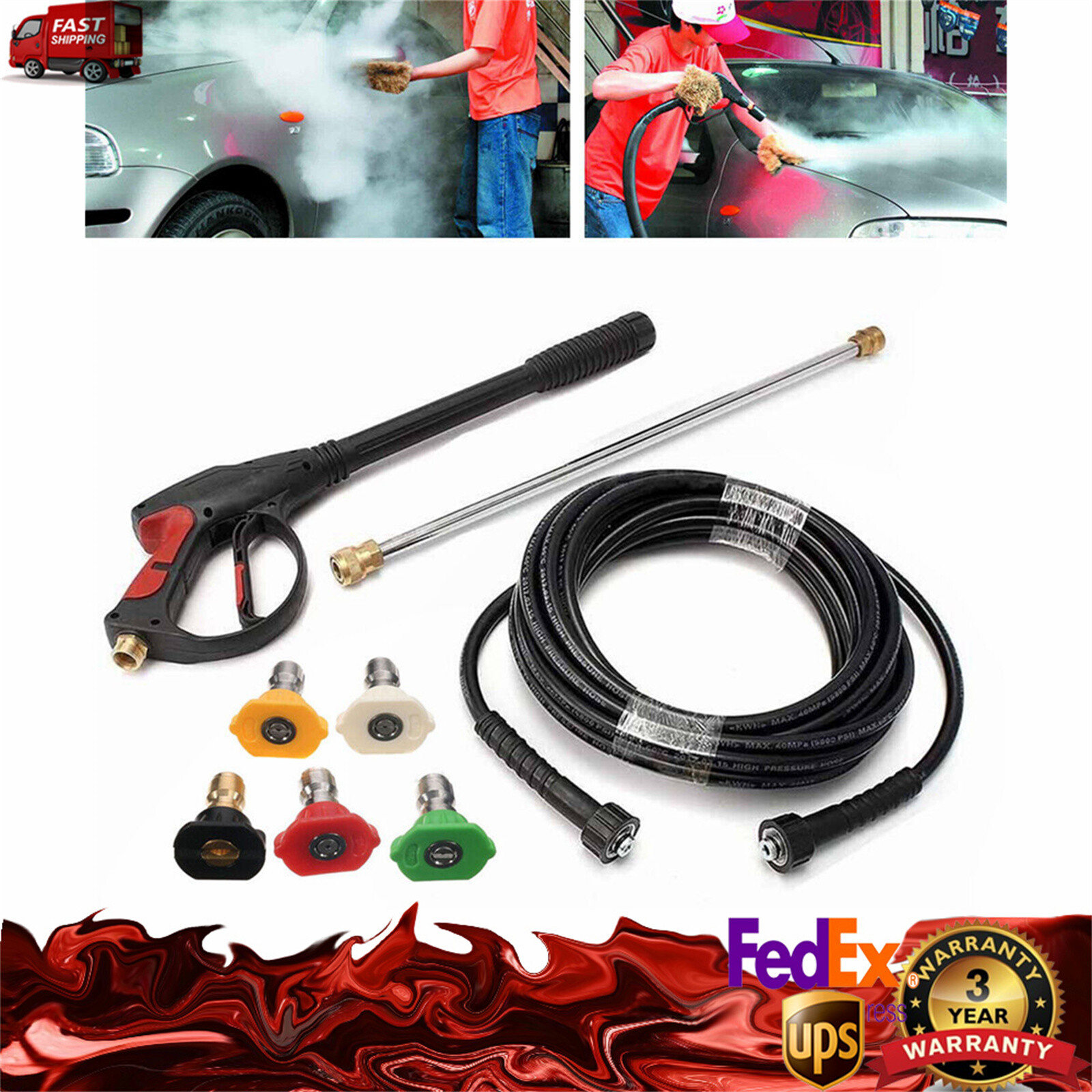 For Craftsman High Pressure Power Washer Spray Gun Wand Hose Kit+5 Tips New