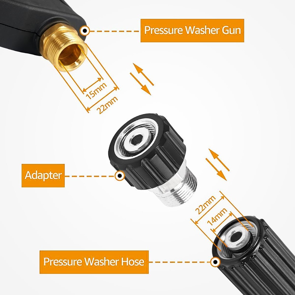 YAMATIC M22-14mm Male to M22-15mm Female Pressure Washer Adapter 4500 psi