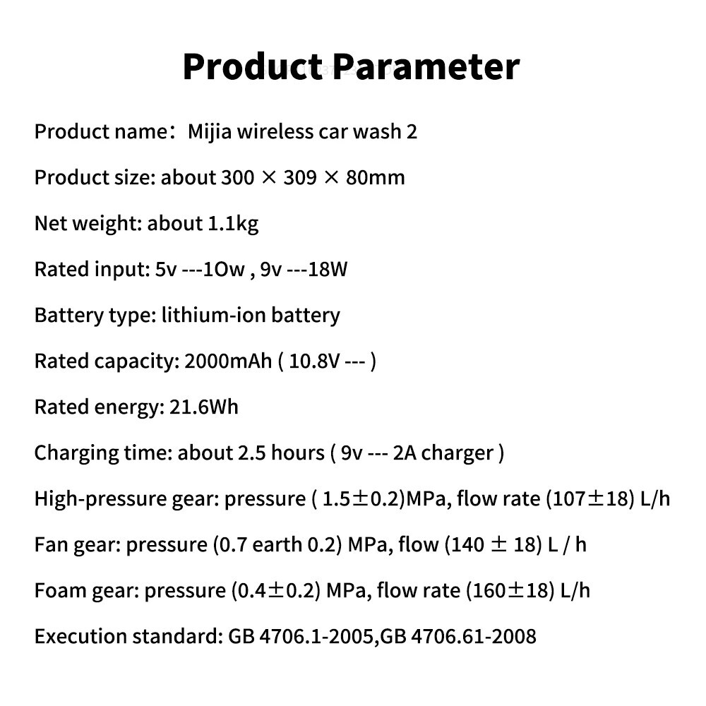 XIAOMI Electric Car Washer 2 Cordless High Pressure Water Gun Spray Cleaner USB