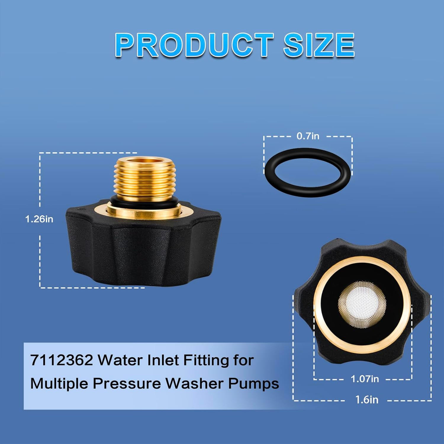 2 Pack Brass Water Inlet Fitting for Pressure Washer Pump, 3/8″ NPT X 3/4″ GHT H