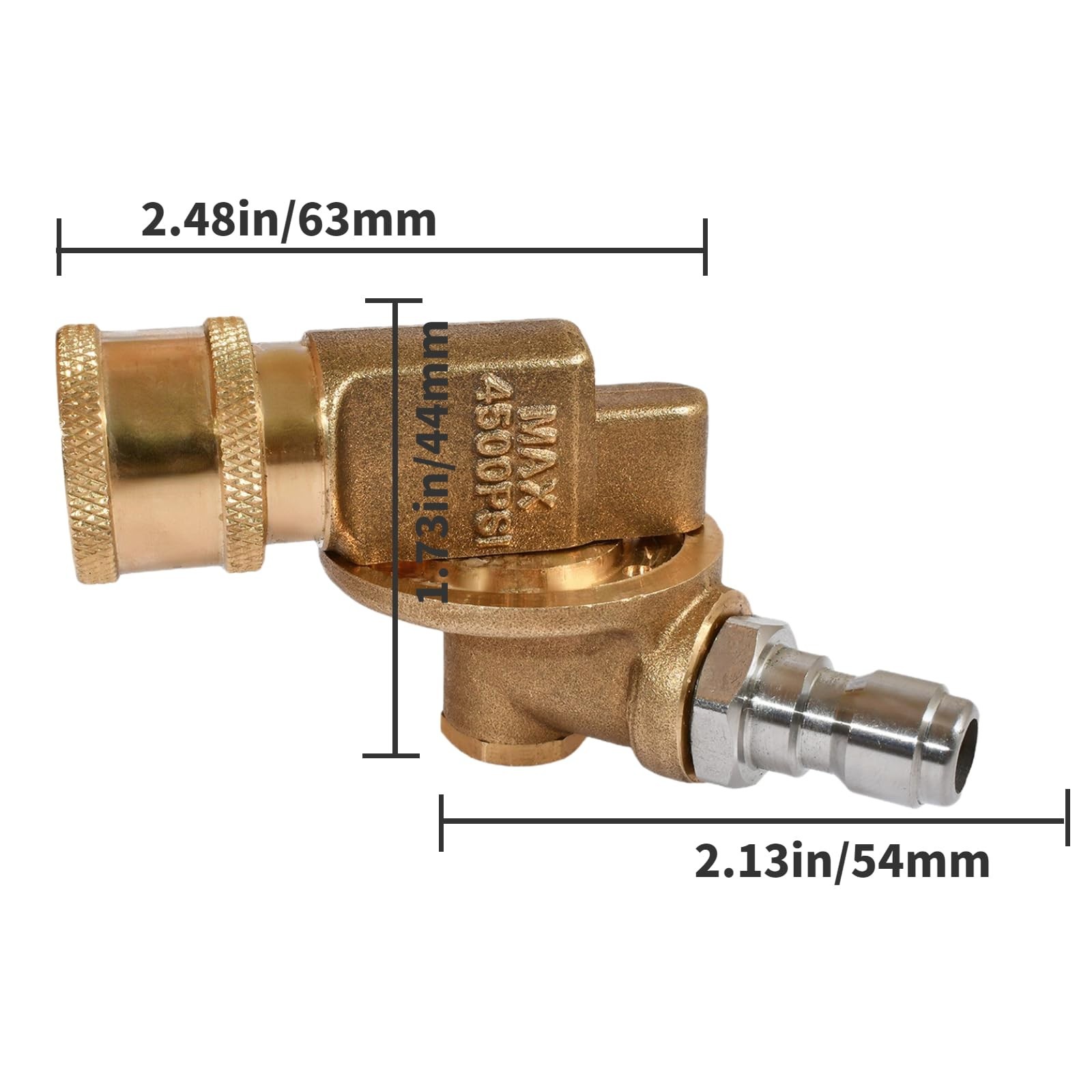 Pressure Washer Pivoting Coupler 1/4” Quick Connect 240° Rotation for Gutter & H