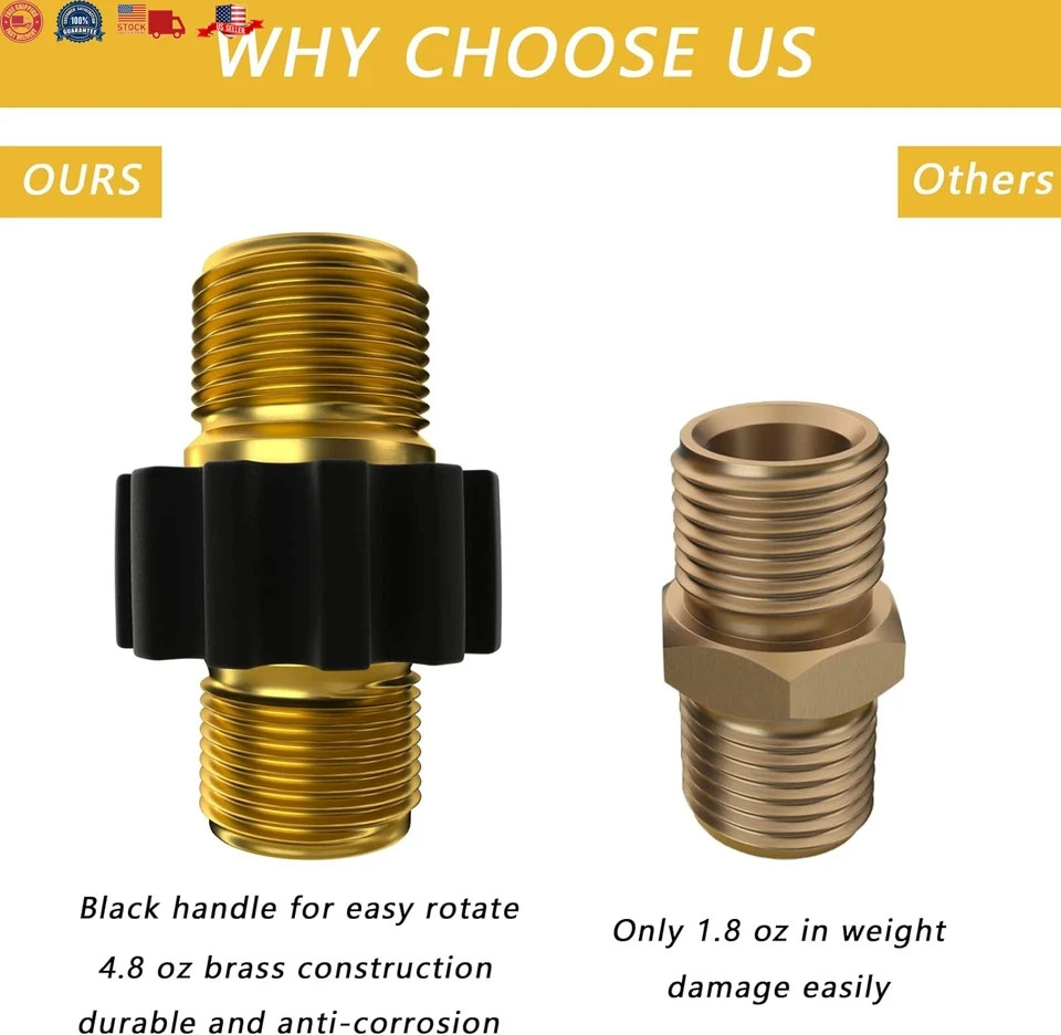 M22 14 mm Male Thread to M22 14mm Male Fitting Pressure Washer Hose Coupler