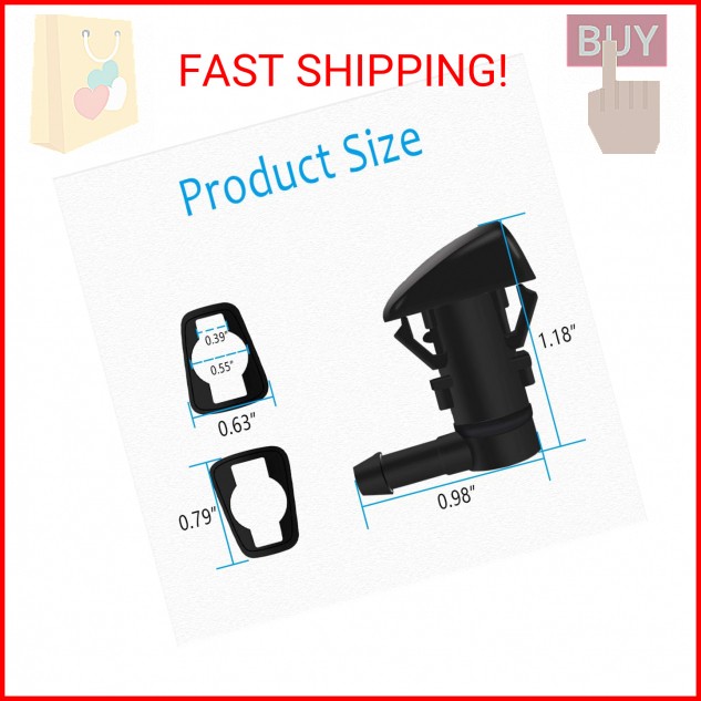 2 PCS Front Windshield Washer Nozzles, Front Windshield Washer Nozzle Wiper Spra