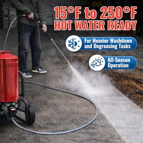 Pressure Washer Hose 50 FT, True 3/8″ID,4200 PSI, 250°F Premium Fittings 50FT
