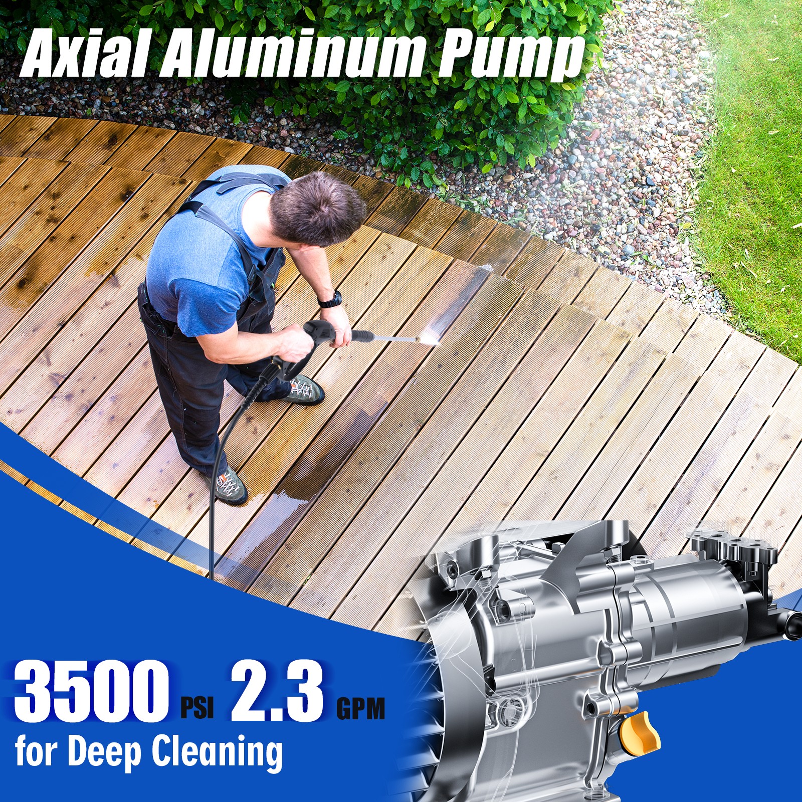Efurden Gas Pressure Washer 3500 PSI 4 Nozzles Gas Powered Washer 2.3 GPM 209cc
