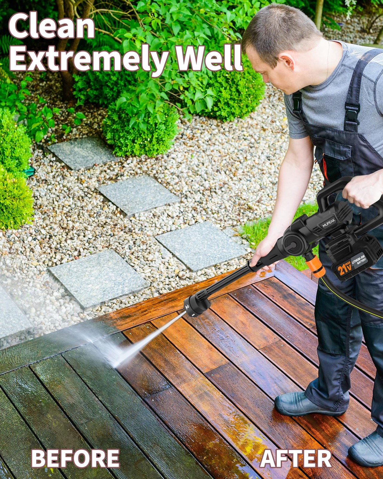 21V Cordless Washer 1500PSI Black 2 Batt 6in1