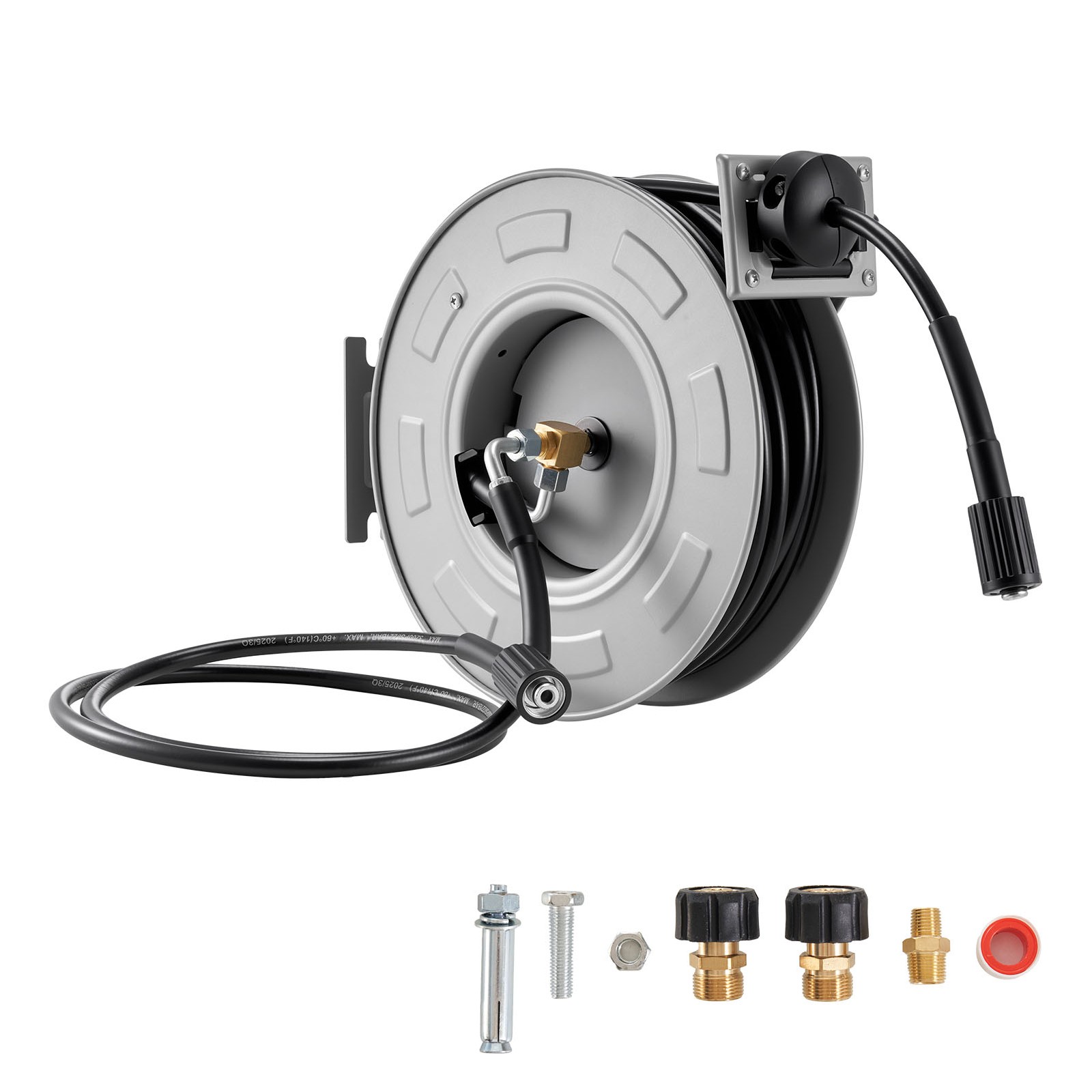 Uimoso Retractable 65ft Pressure Washer Hose Reel, 1/4in, 3200PSI Auto-Rewind