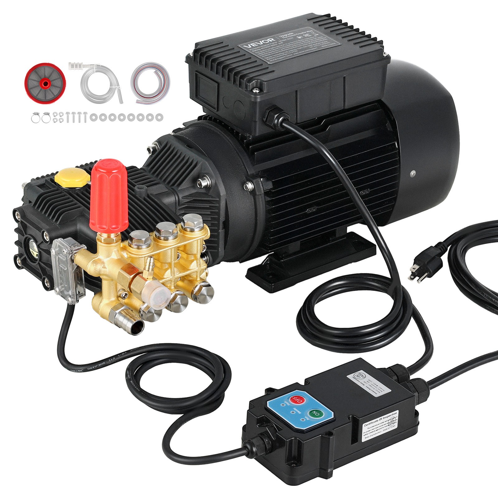VEVOR Electric Pressure Washer Pump Kit Triplex Power Washer Pump with 2HP Motor
