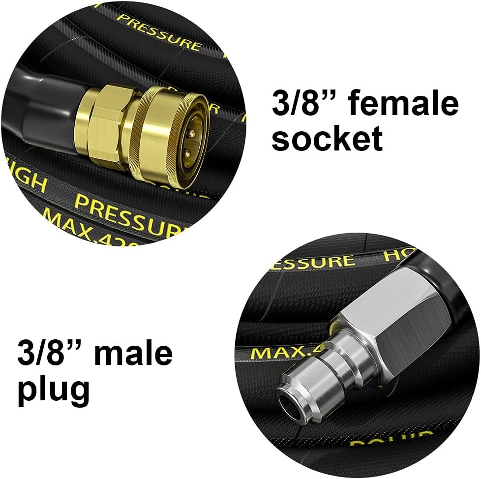 25FT Heavy Duty Power Washer Hose – 16000 PSI Burst Pressure & Flexible Design