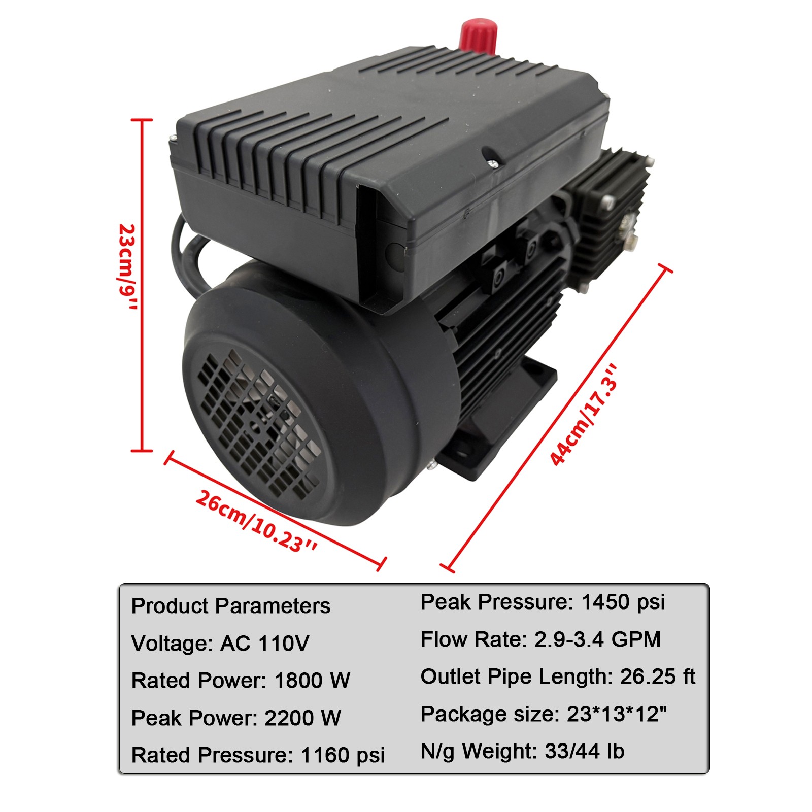 Portable High Pressure Car Washer (110V, 1800/2200W, 1160/1450 psi, 11-13L/min)