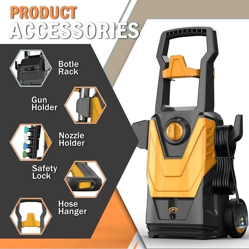 Yellow 5000PSI Power Washer for Cars, Patios, and More – Multi-Purpose Cleaning