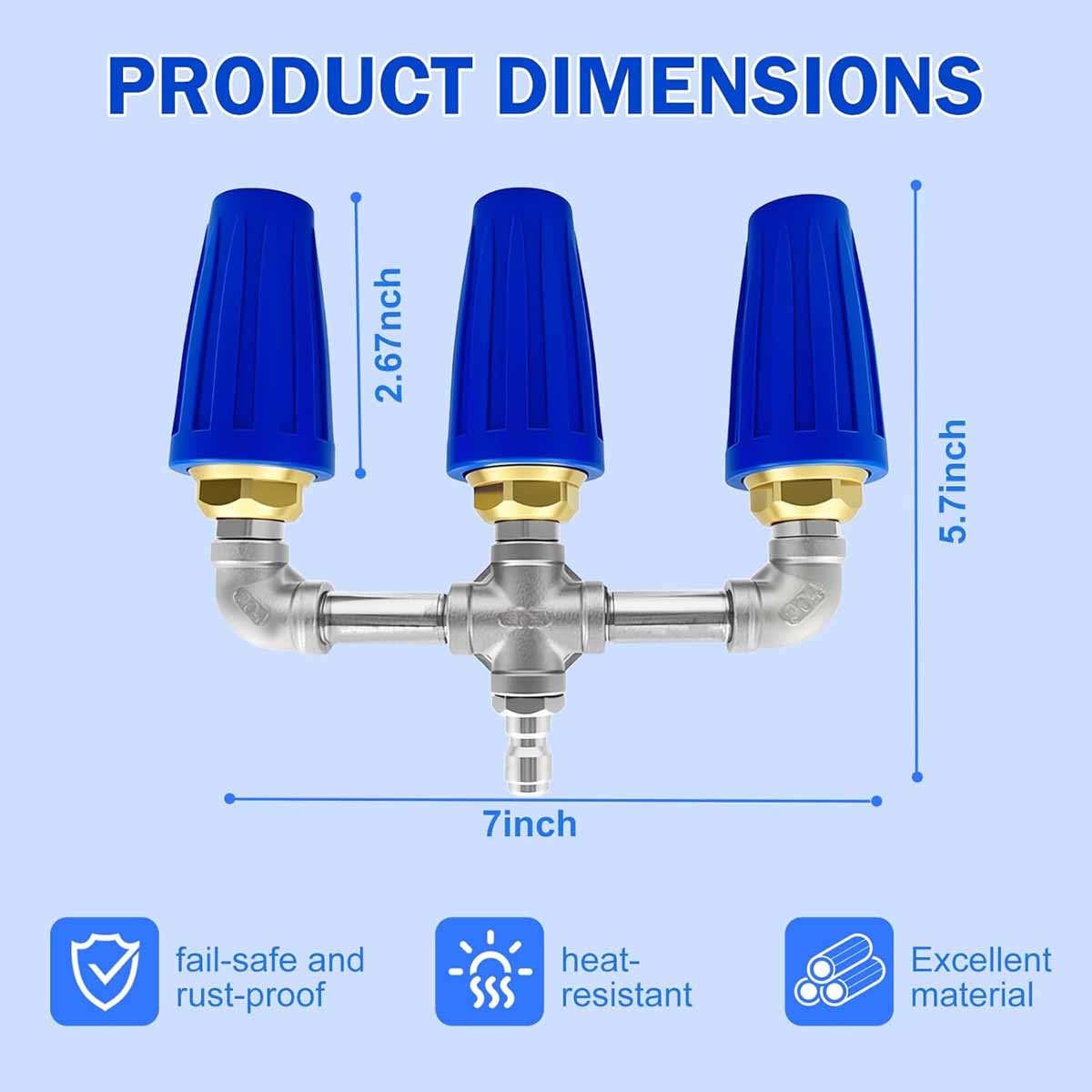 360° Rotating Triple Jet Turbo Nozzle 1/4″ Quick Connect 4000PSI Car Wash Tool