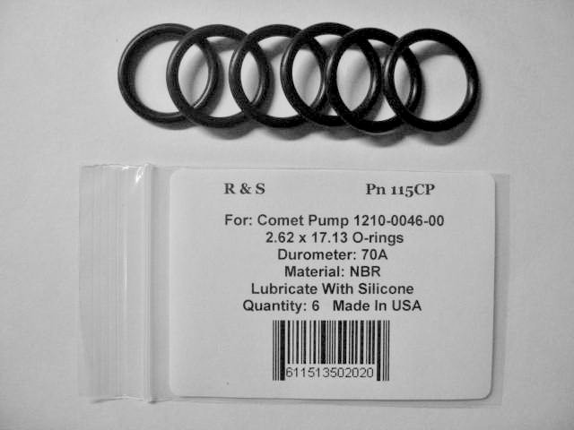 6 Comet Pump 1210.0046.00 / 1210004600 O-Rings / R&S 115CP / 17.13 x 2.62 / NBR