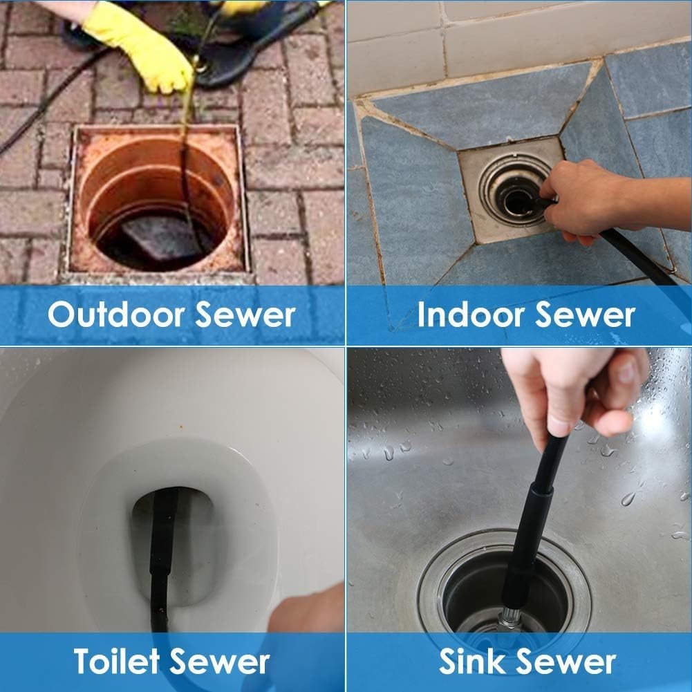 Sewer Jetter Kit for Pressure Washer 150FT, 5800PSI Drain Cleaner Hose 1/4 In…