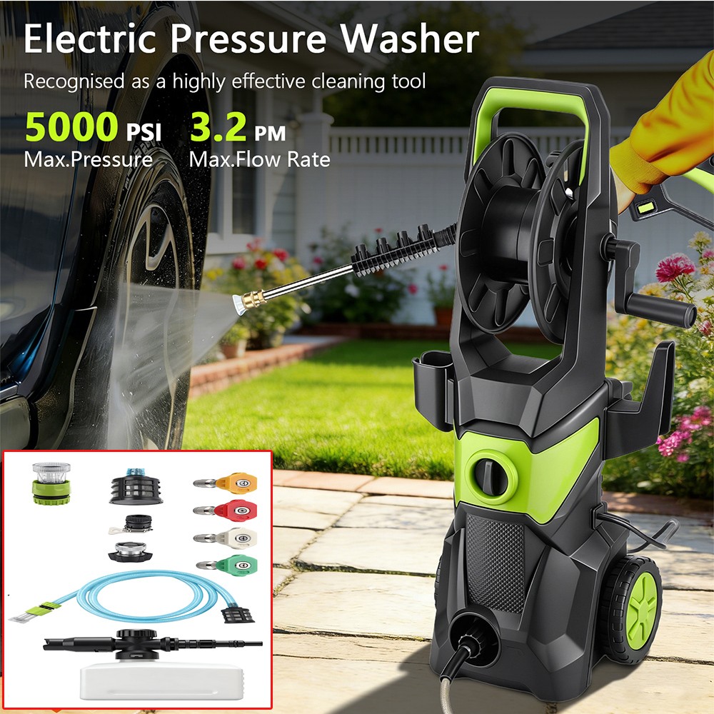 Electric Pressure Washer 5000PSI Max 3.2 GPM Power Washer Cleaning Machine