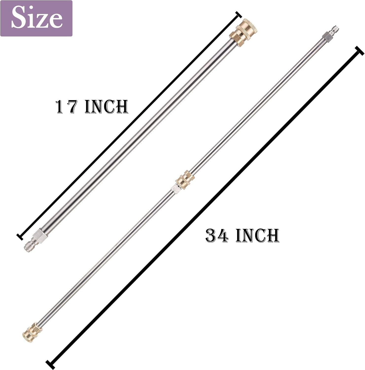Adjustable 34-Inch Cleaning : 17-Inch Stainless Steel Power Washer Wand Set