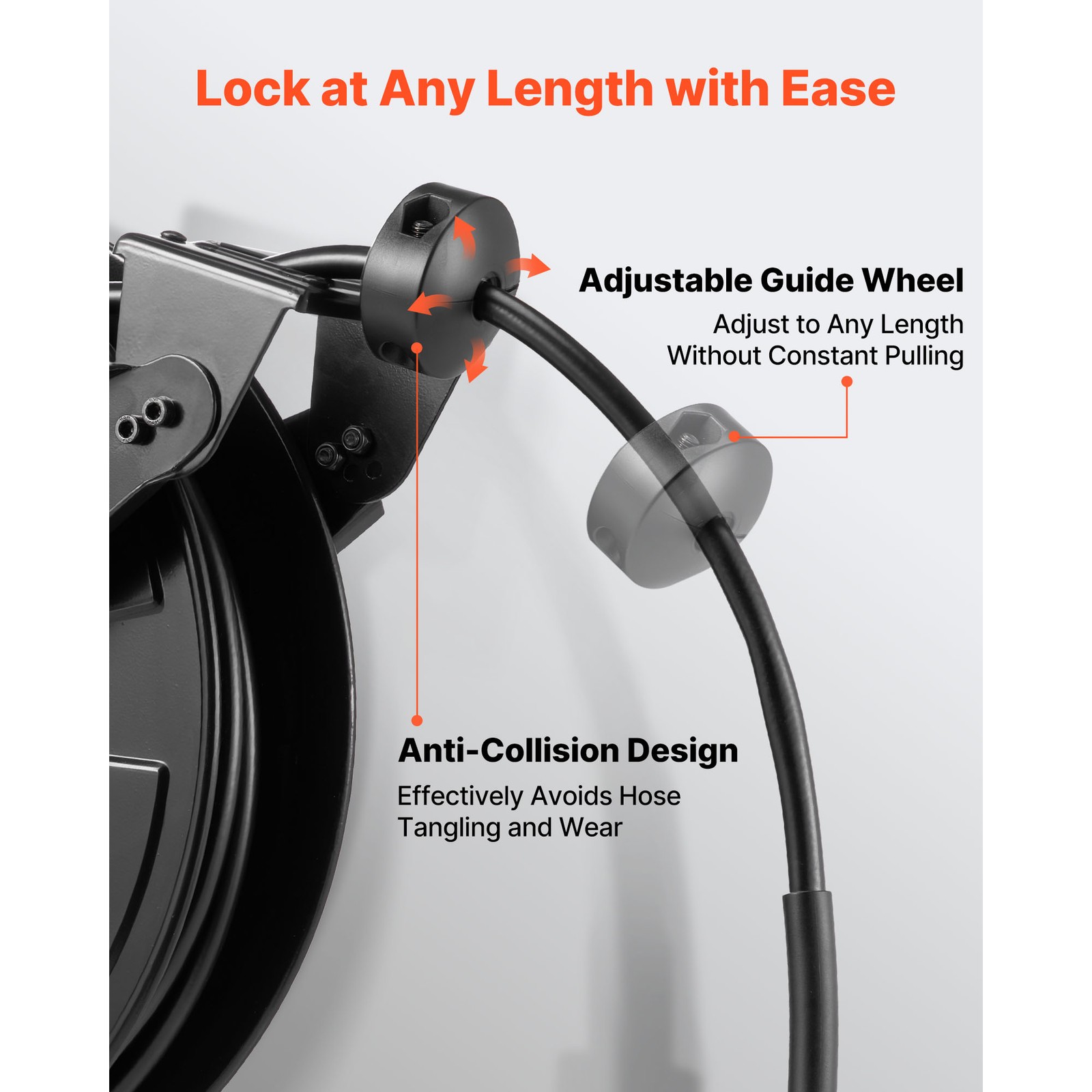 Uimoso Retractable Pressure Washer Hose Reel 50ft x 3/8in, 4000 PSI, Auto-Rewind
