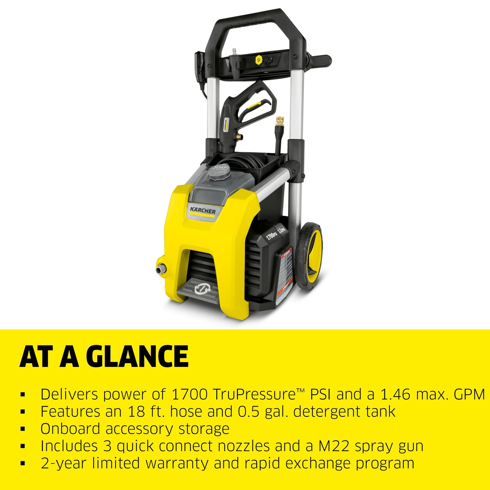KÄRCHER K1700 Yellow Pressure Washer 1.2 GPM