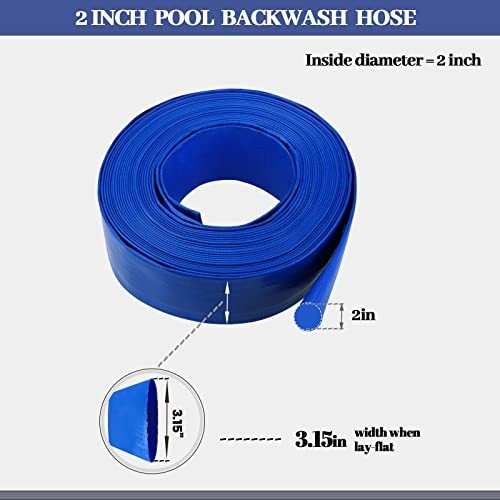 Manguera piscina 2″x50FT resistente presión, drenaje agua, flexible azul