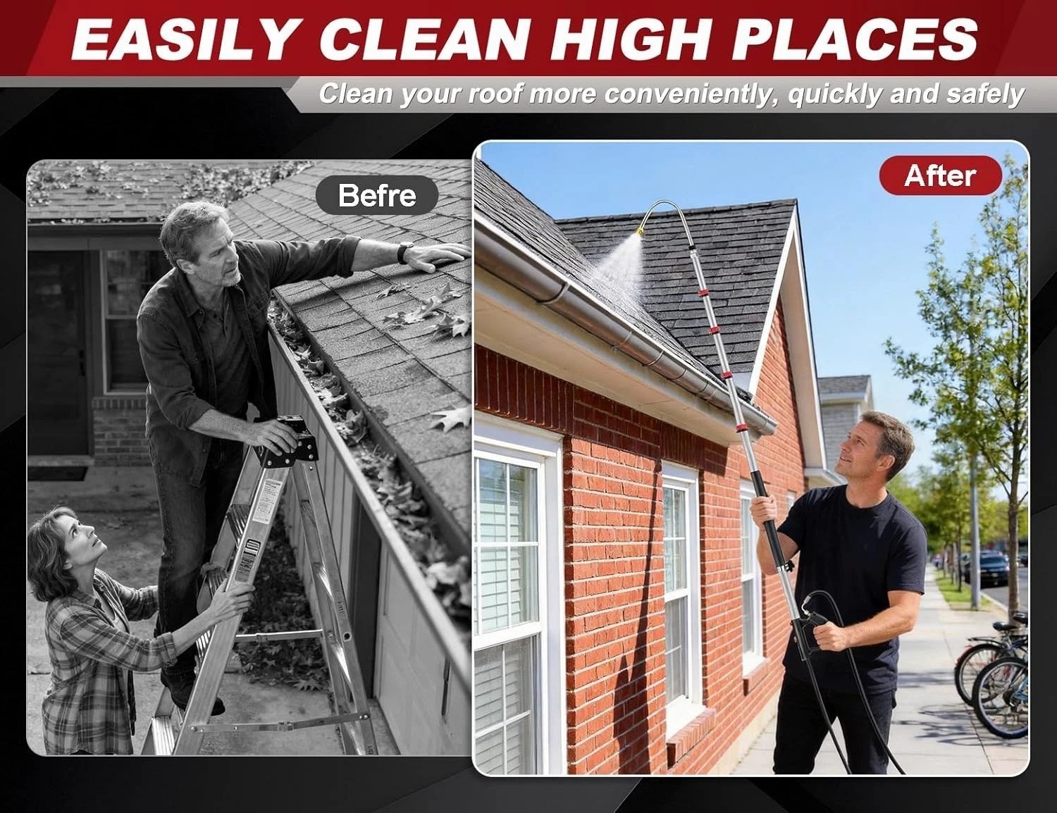 24FT Telescoping Pressure Washer Wand with 5 Nozzles for Effortless Cleaning
