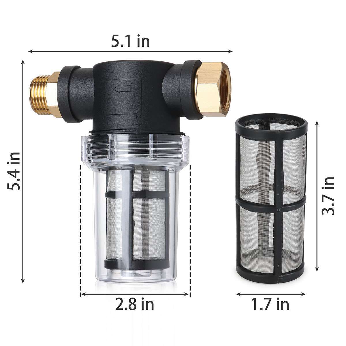 Garden Hose Inlet Filter Inline Water Pressure Washer Washing Machine Sediment