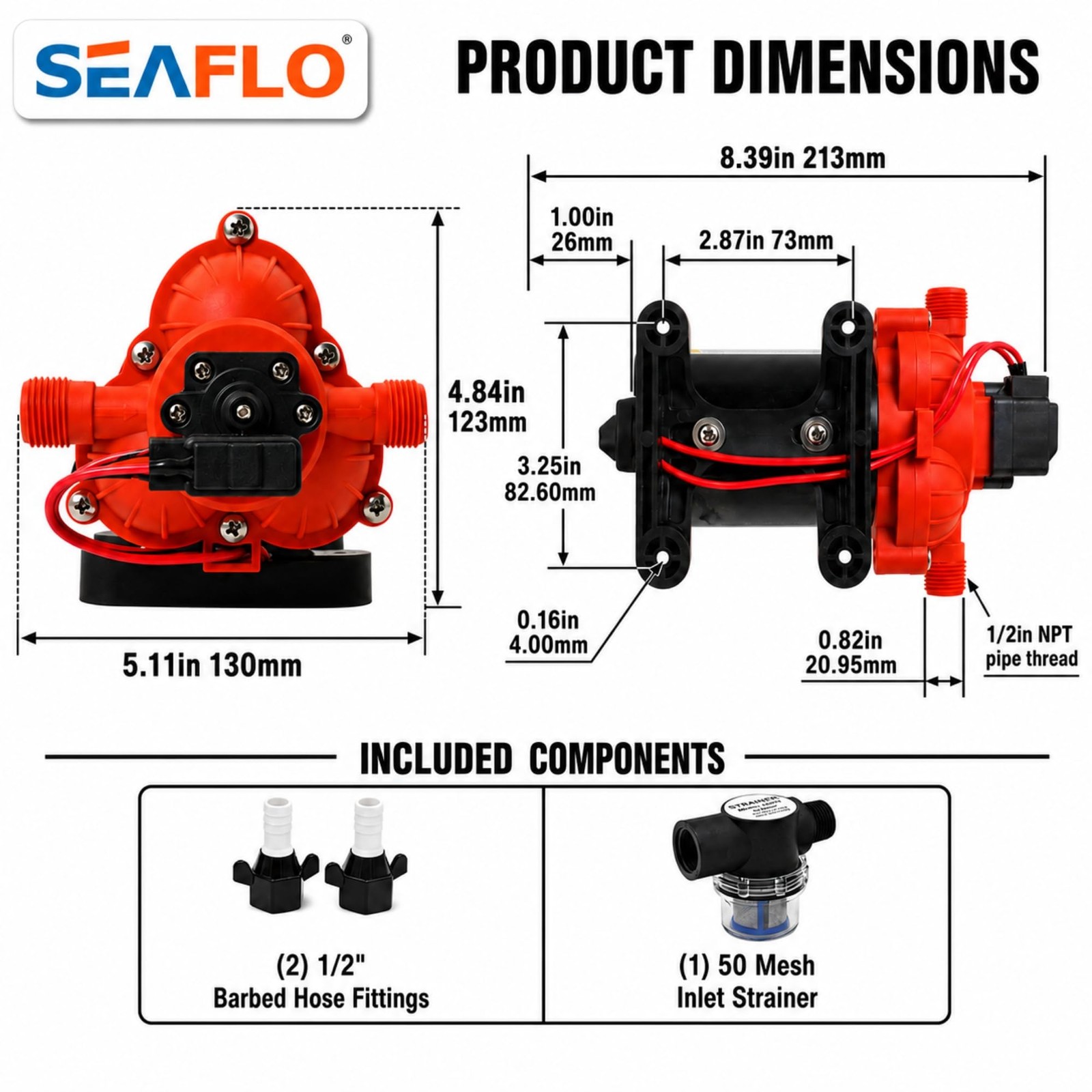 12V 3 GPM 45 PSI Diaphragm Water Pump Self Priming Run Dry RV Marine