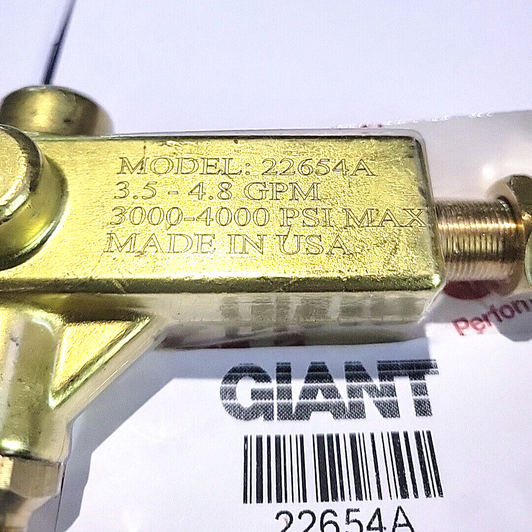 Giant 22654A Unloader Valve, 4000 PSI Max. 4.8 GPM Max. – USA Made