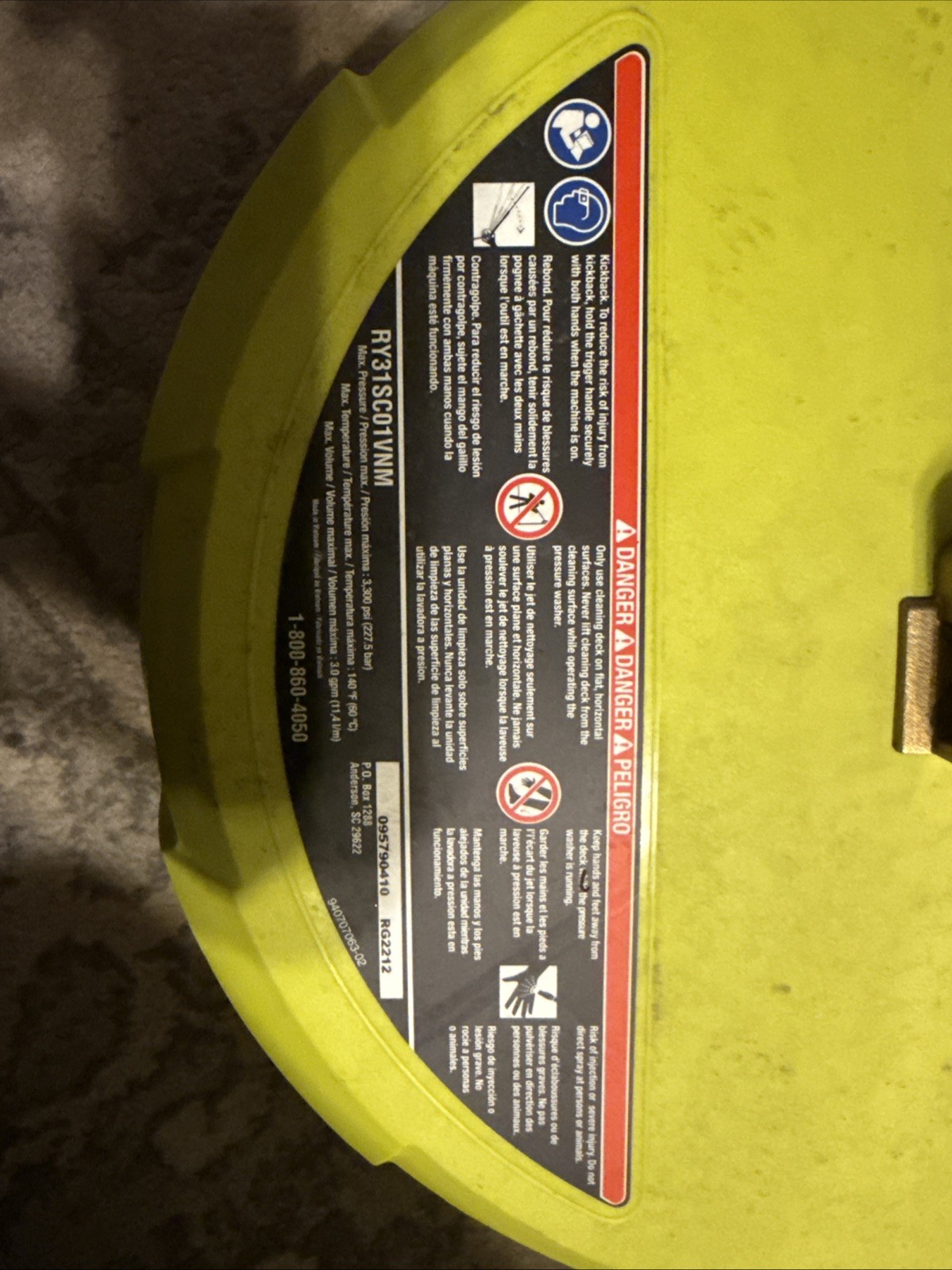 Ryobi RY31SC01VNM 15 In. 2500-3300 PSI Gas Pressure Washer Surface Cleaner