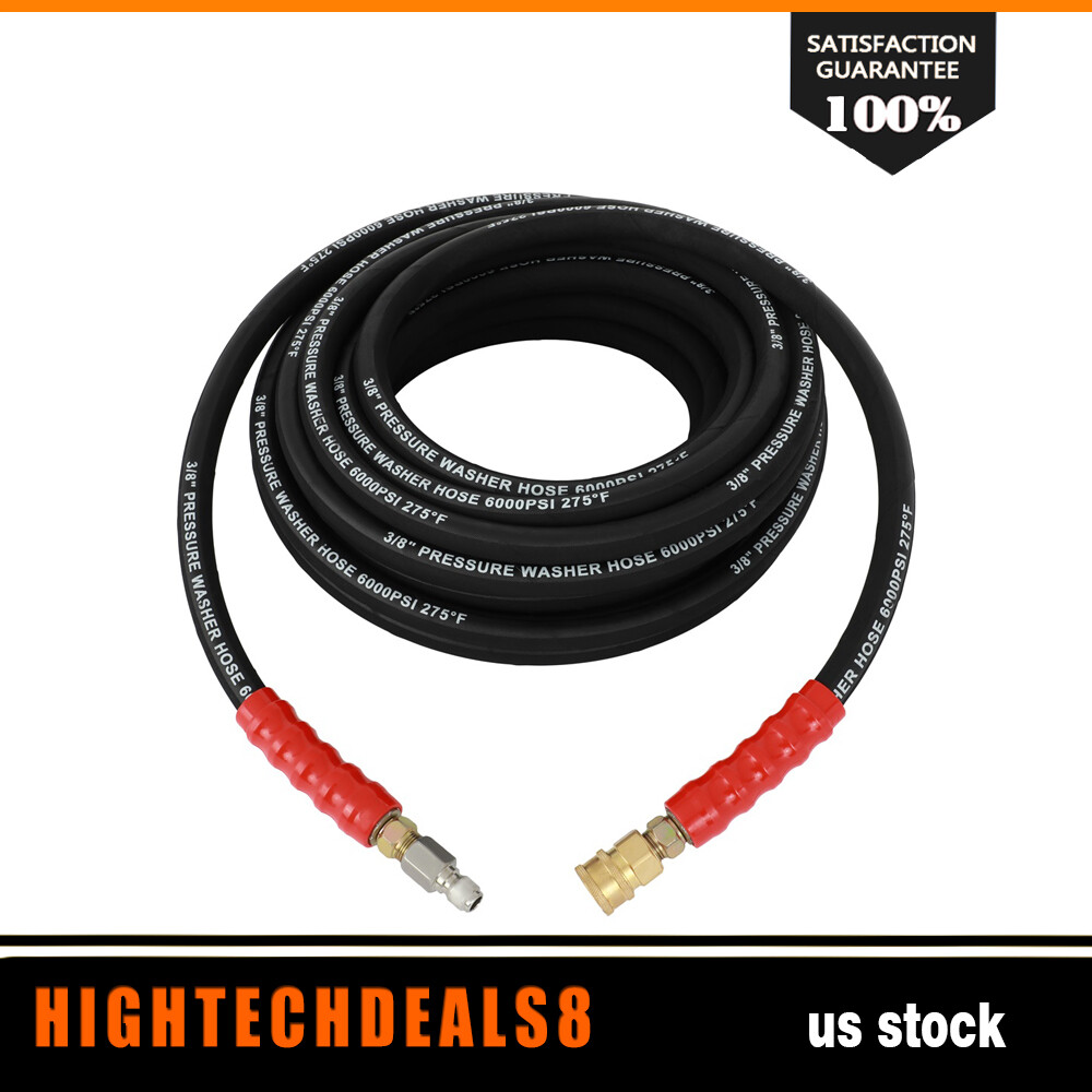 Hot Water Pressure Washer Hose 3/8″ x 50FT 6000 PSI Non-Marking 2-Braid R2