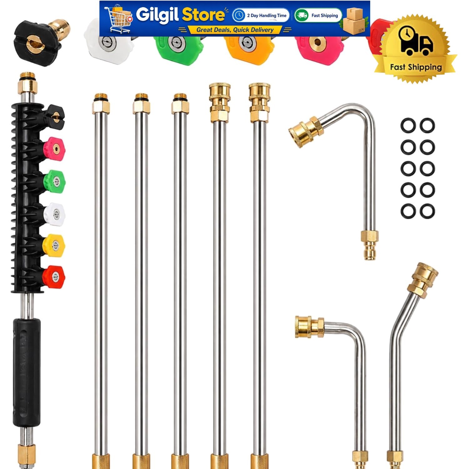 Complete Pressure Washer Extension Set: 9 Wands, 4000 PSI for Ultimate Cleaning