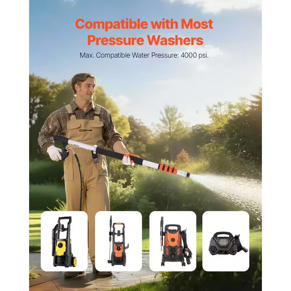 Pressure Washer Telescoping Wand, 18 Ft., 4000 Psi, Telescopic Spray Wand with G