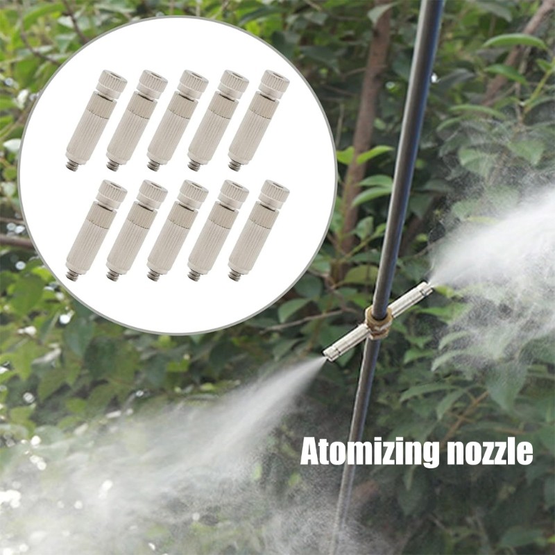 10 Brass Misting Nozzles 0.4mm Ceramic Hole Anti Drip Durable for Garden Cooling