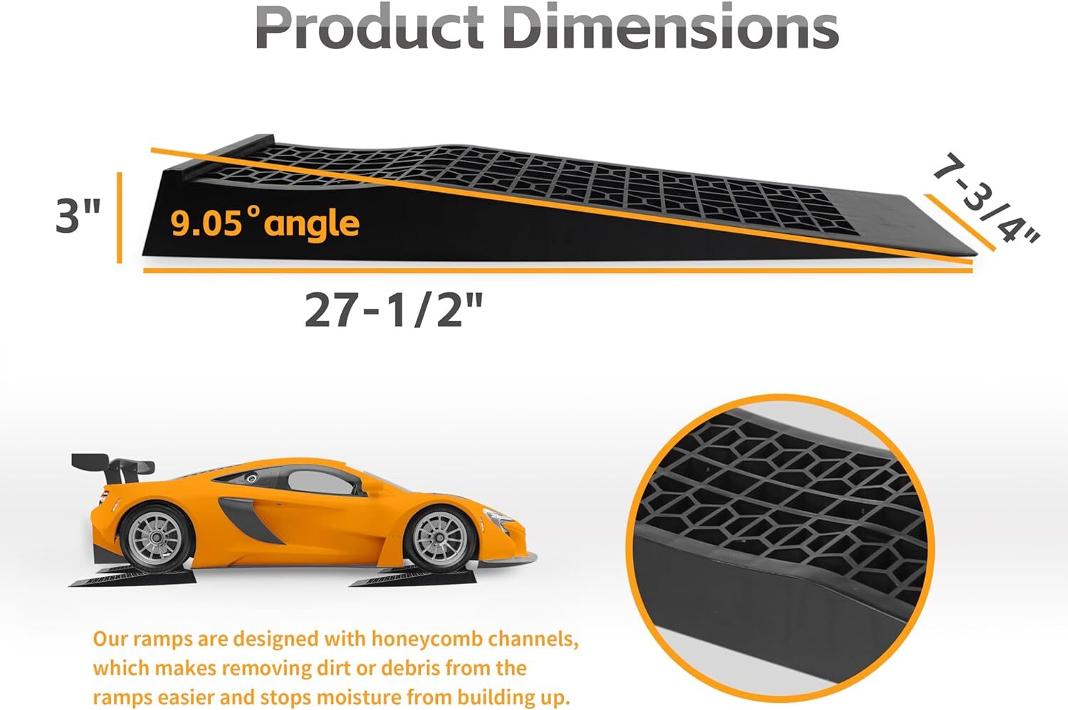 1 Pair MaxxHaul 4,400 lb Capacity Plastic Low Profile Car Ramps,2.5″ Lift Height