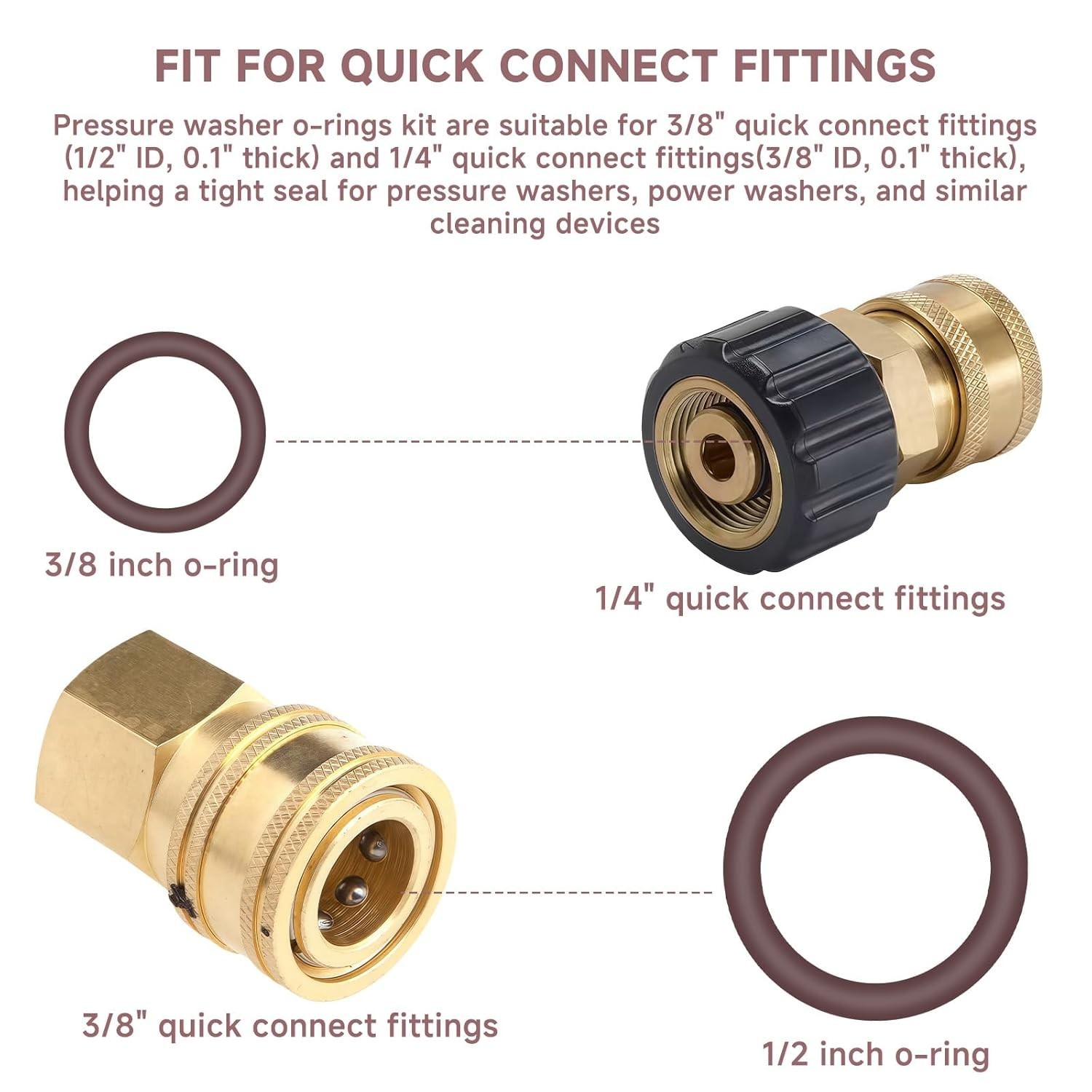 20pcs Viton O-Rings for 1/4″ & 3/8″ Quick Couplers – Durable Leak-Proof Seal