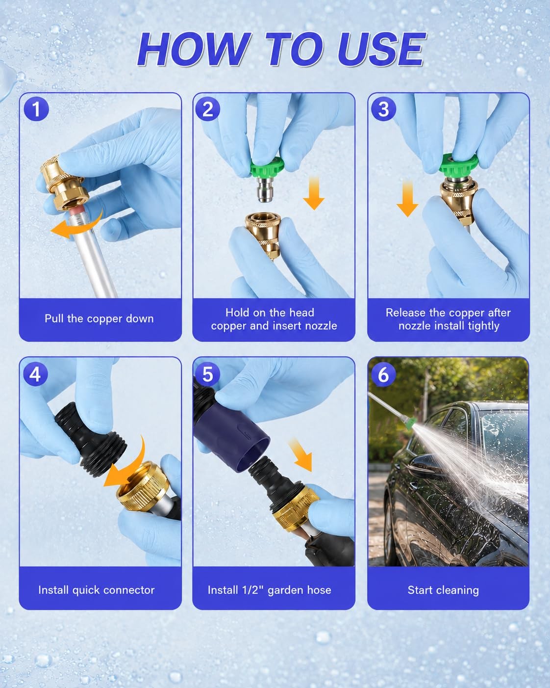 Jet Nozzle Power Washer for Garden Hose, 360° Foldable Extension Wand, Hydrob…
