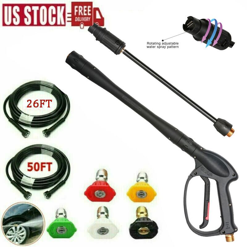 High Pressure 3000PSI Car Power Washer Gun Spray Wand Lance Nozzle + Hose Kit