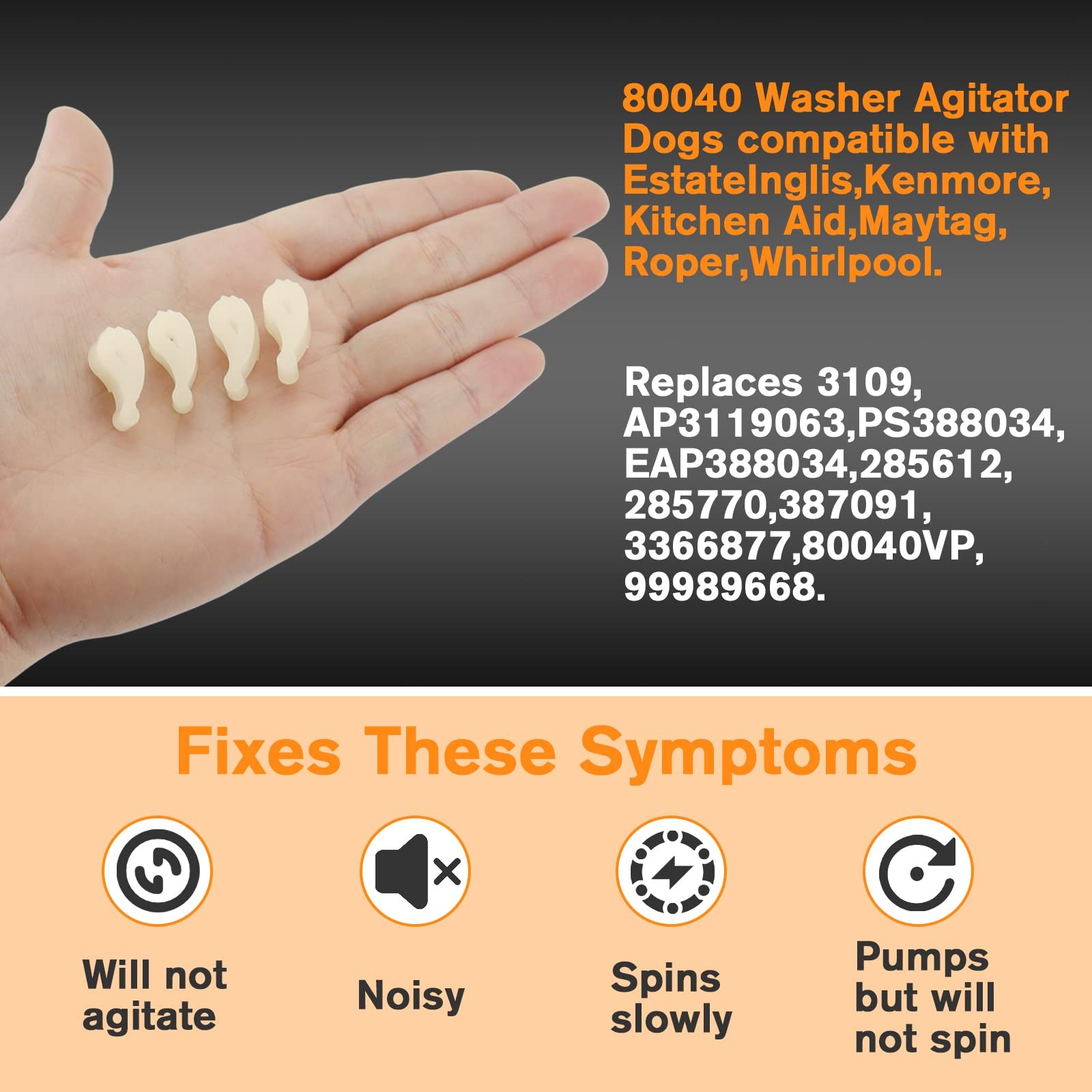 Washer Agitator Dogs 16 Pack ABS Replacement For Whirlpool Kenmore Kitchen Aid