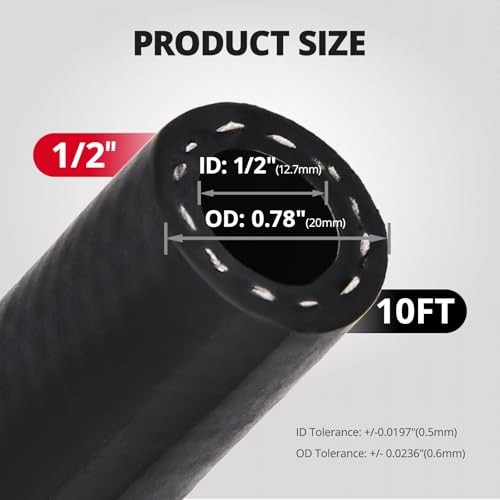 10FT Transmission Cooler Hose 10FT, SAE J1532 250 PSI Power Steering 1/2 10FT