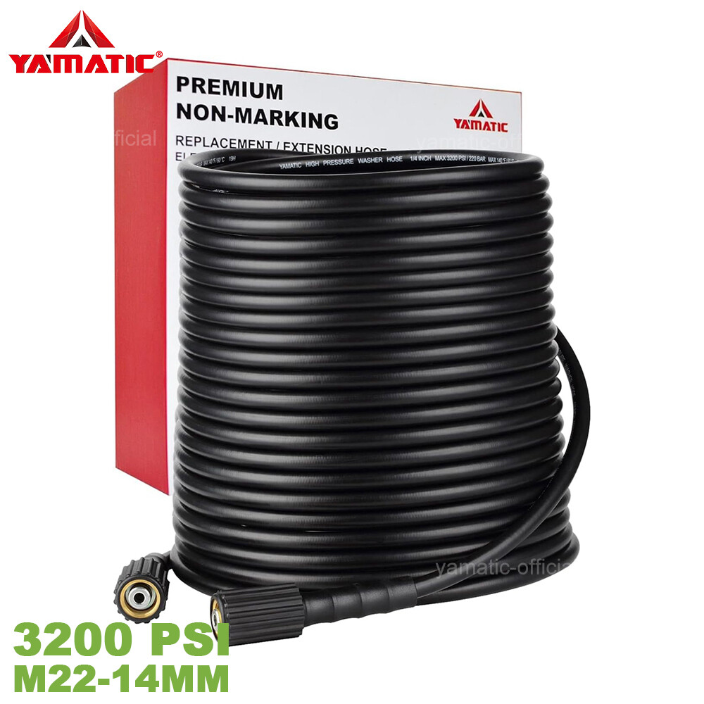 YAMATIC 1/4″ Kink Free M22-14mm Pressure Washer Hose 25ft/30ft/40ft/50ft/100ft