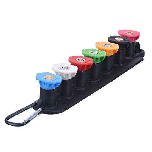 Set of 7 Pressure Washer Tips with Nozzle Holder—Quick 1/4″ Quick