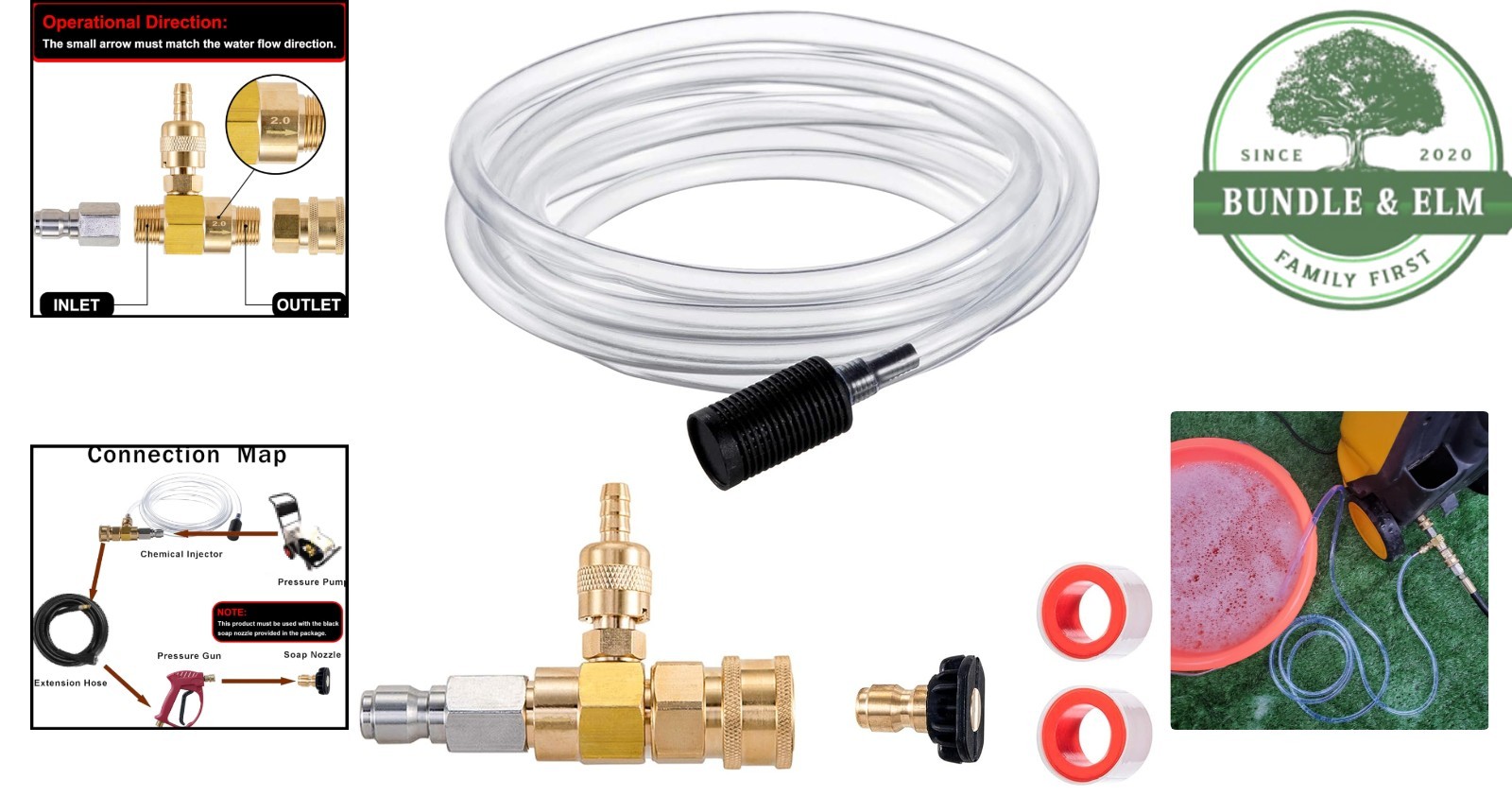 Brass Chemical Injector with Quick Connect for Pressure Washer Applications