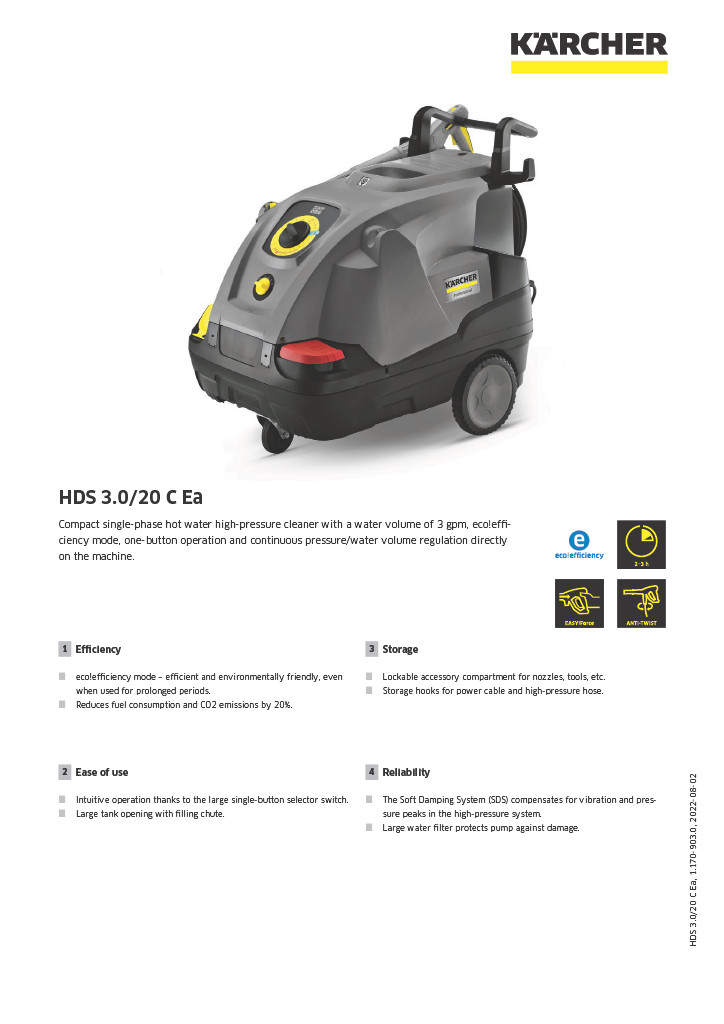 Karcher HIGH-PRESSURE WASHER HDS 3.0/20 C Ea