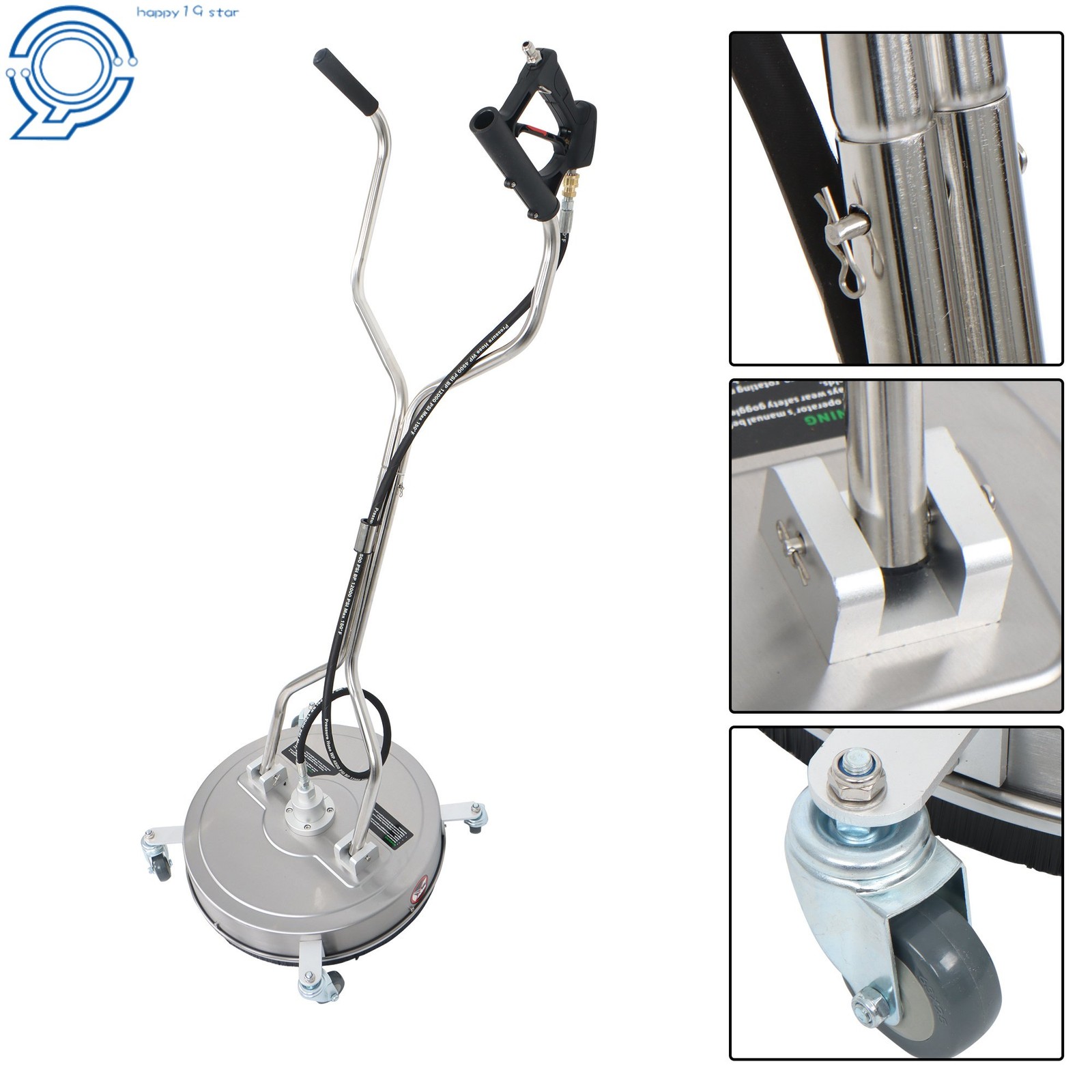 20″ Pressure Washer Surface Cleaner Dual Handles with 4 Wheels 6000PSI Washer